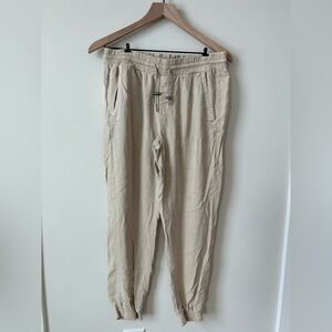 Zara Beige Jogger Pants | Drawstring Waist | Casual Lounge Pants size medium